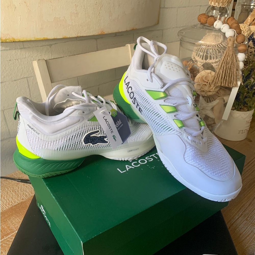 MEN'S LACOSTE AG-LT23 ULTRA TENNIS SHOES WITH TECHNICAL PIQUÉ